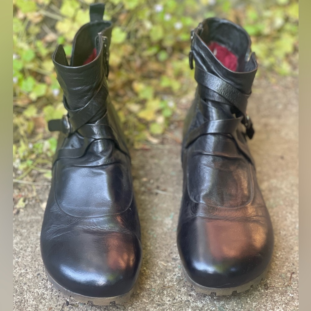 Romika Fiona Black Ankle Boots with Buckle Detail
